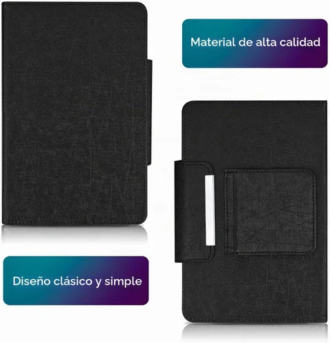 Vista 2 de DETUOSI Funda universal para tableta Android de 8.0 pulgadas con teclado, teclado Bluetooth inalámbrico extraíble + funda de piel sintética +