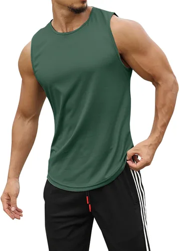 Vista 2 de Cagocarben Sudaderas sin mangas para hombre, camisetas de entrenamiento muscular, culturismo, fitness, ajuste ajustado