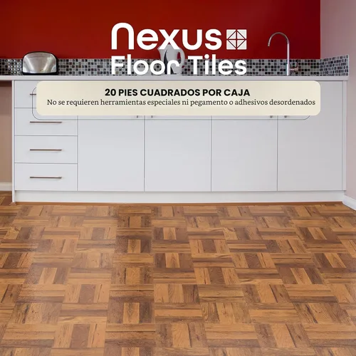 Vista 2 de ACHIM Home Furnishings FTVWD22520 Nexus - Azulejo de vinilo de 12 pulgadas, madera de 3 dedos de roble medio parquet, paquete de 20 unidades, 12