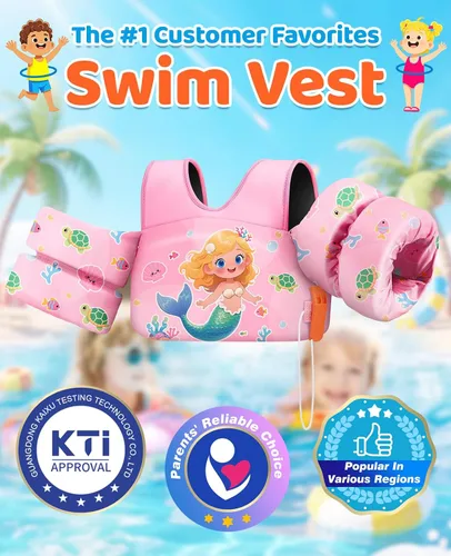 Vista 54 de HeySplash Swim Vest for Kids, Puddle Float Jumper with Safety Buckle