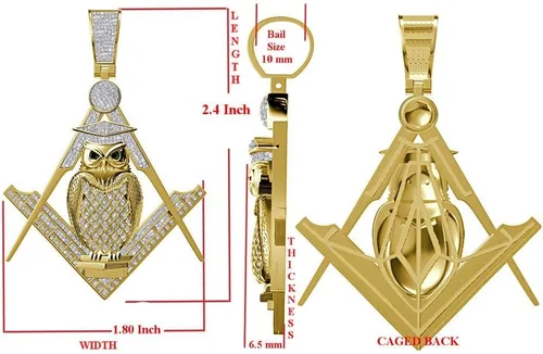 Vista 4 de Dije de brújula masónica G de 060 quilates en oro de 10 quilates con dije personalizado cadena de 25 pulgadas