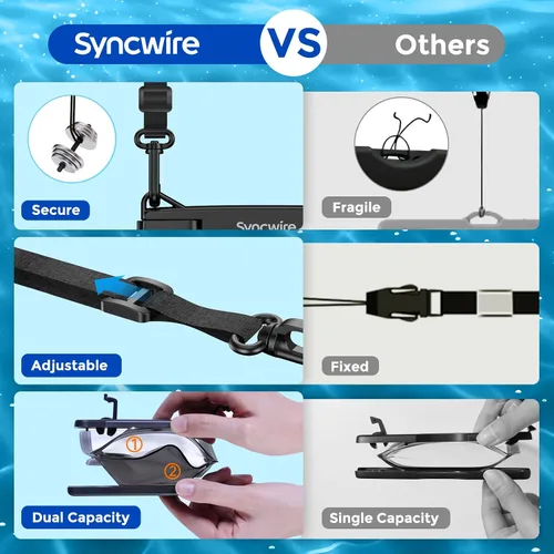 Vista 6 de SYNCWIRE Funda impermeable para teléfono, paquete de 2 bolsas impermeables IPX8 doble espacio para iPhone 15 14 13 12 Pro Max XR X SE 2022 8 Samsung