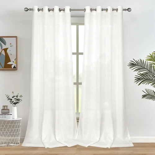 Vista 16 de Melodieux Cortinas Semitransparentes Negras de 63 Pulgadas de Largo para Ventanas Pequeñas de Sala de Estar y Dormitorio con Aspecto de Lino Rústico