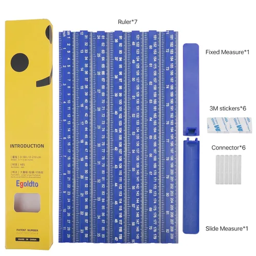 Vista 5 de Medición de altura para pared, barra de medición de altura para niños y adultos, barra de tabla de crecimiento extraíble 3D, regla de empalme Azul
