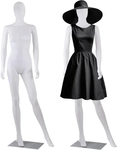 Vista 16 de Maniquí femenino de cuerpo completo con cabeza ajustable, extremidades flexibles, diseño desmontable de 69 pulgadas, forma de vestido con base