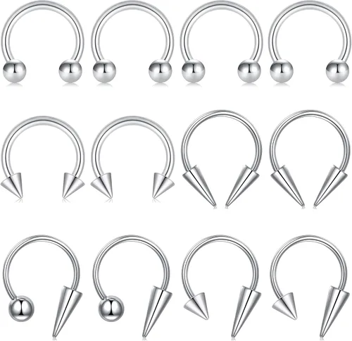 Vista 7 de Zolure 16g Anillos de labio de herradura, joyería labret, anillo de barra de labio, anillo de pico, joyería de mordida de serpiente, pendientes