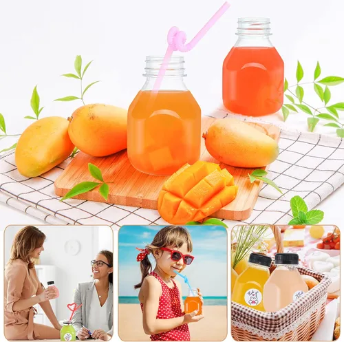 Vista 7 de Fhxtcygj - 24 botellas de plástico de 8 onzas con tapas, contenedor de jugo con tapas