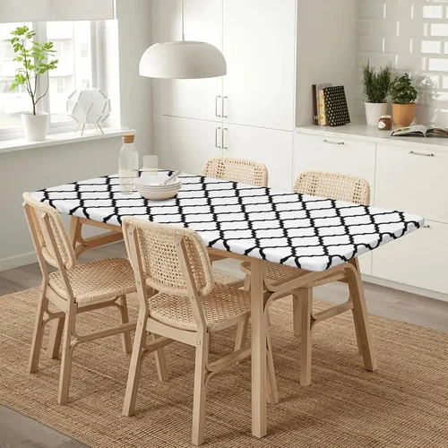 Vista 5 de Mantel rectangular ajustable para mesas plegables de 4 pies, manteles para picnic, campamento, interiores y exteriores, 30 x 48 pulgadas, blanco
