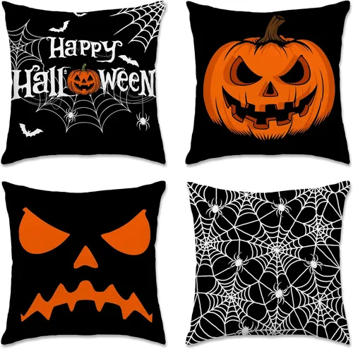 Vista 19 de pinata Juego de 4 fundas de almohada de otoño de 18 x 18 pulgadas