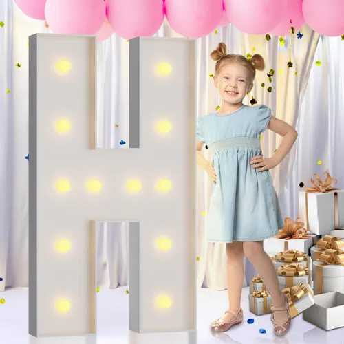 Vista 8 de IMPRSV Letras de mosaico iluminadas de marquesina, 4 pies para globos y fiestas, decoración de kit de arco