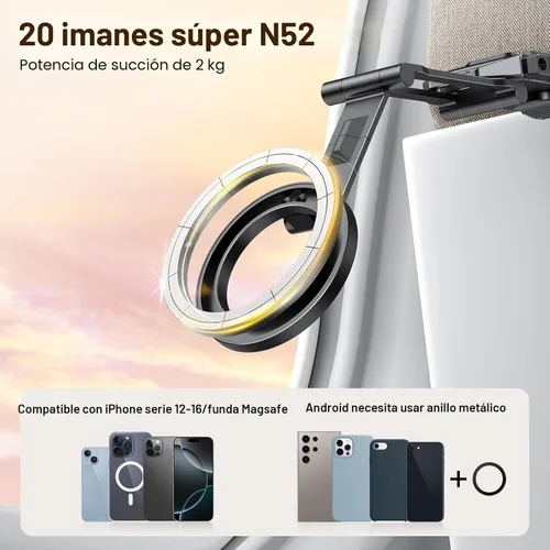 Vista 2 de OMOTON TP02 Trípode Giratório de 360° para MagSafe, Trípode Magnético de Aluminio Ajustable para iPhone 17/16/15/14 Pro Max Air, Soporte Plegable
