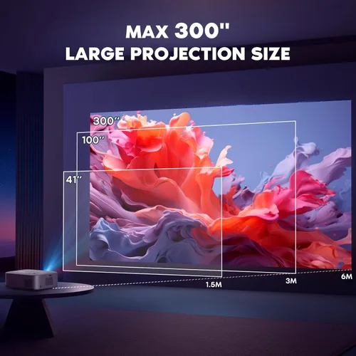 Vista 7 de 【Enfoque eléctrico】Proyector NISOO Native 1080P, proyector compatible con 4K con WiFi y Bluetooth, función de zoom, película al aire libre