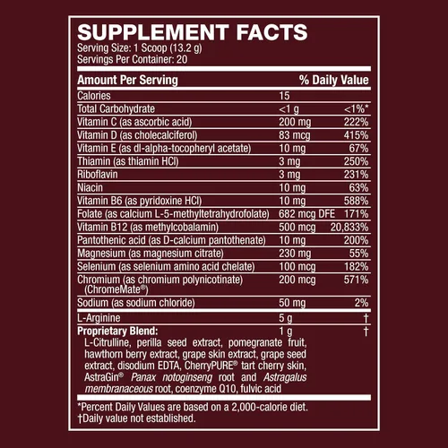 Vista 3 de Life's Fortune L Arginine L Citrulina Suplemento en polvo Suplemento de óxido nítrico de alta potencia con sabor a cereza natural
