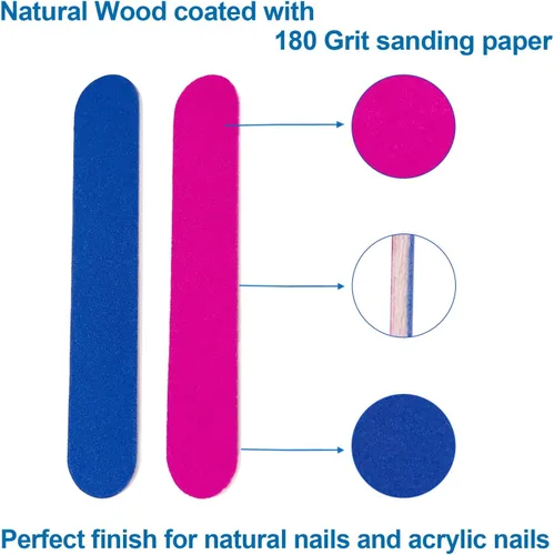 Vista 3 de Emery Boards para uñas, 100 limas de uñas para uñas naturales, pequeñas, desechables, de doble cara, lima de uñas coloridas, a granel para el hogar