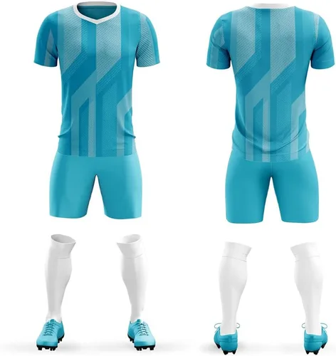 Vista 5 de Uniforme de camiseta de fútbol personalizado para hombres, mujeres, niños, camisa y pantalones cortos personalizados con número de nombre