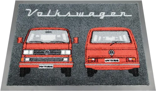 Vista 12 de BRISA VW Collection - Tapete para el pie de Volkswagen, atrapador de suciedad para zapatos con escarabajo, T1, T2, T3 Bus, motivo GTI