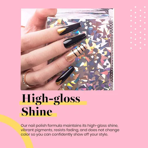 Vista 4 de Beetles - Esmalte de uñas de gel, 1 unidad de 0.5 onzas líquidas de color negro Audrey, lámpara de uñas de gel con polvo de uñas cromado, efecto