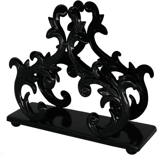 Vista 3 de Owlgift Servilletero Barroco Negro – Soporte Decorativo de Metal para Servilletas de Mesa, Correo u Organizador de Facturas – 6 x 2 x 5.3 Pulgadas