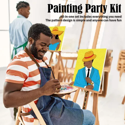 Vista 3 de VOCHIC Kits de Fiesta de Pintura para Parejas Lienzo Predibujado para Adultos Pintura y Bebida Juegos de Noche de Cita para Parejas Conjunto