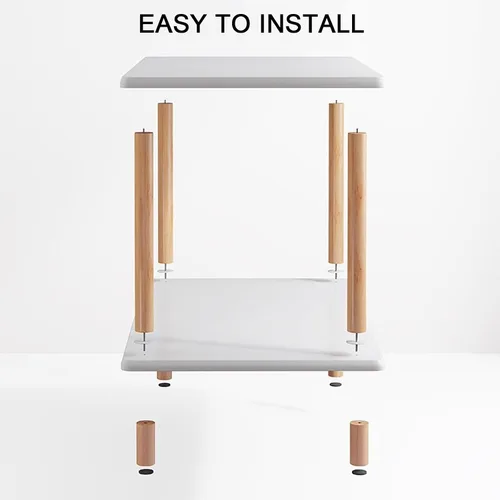 Vista 4 de Mesa auxiliar rectangular de varios tamaños con dos capas, espacio de almacenamiento para sala de estar, dormitorio, fácil montaje