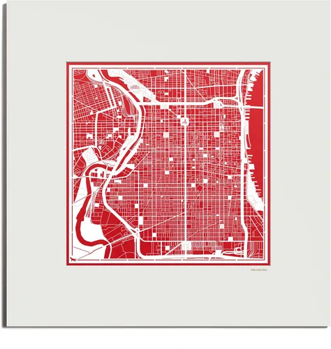 Vista 47 de O3 Design Studio San Diego, CA Paper Cut Map Matted Grey 20x20 in Paper Art