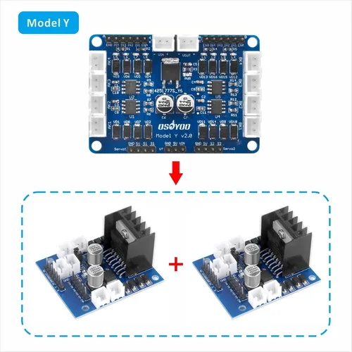 Vista 2 de Modelo Y 4-Channel Dual H-Bridge Placa de conductor del motor paso a paso para Arduino Raspberry Pi UNO Mega2560 Mecanum Wheel Smart Car Power