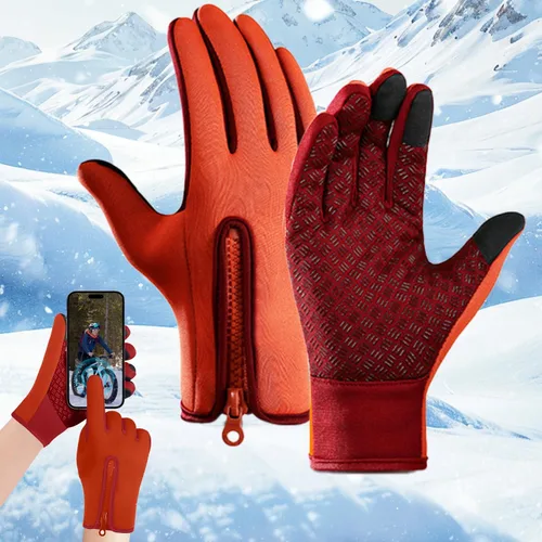 Vista 7 de Guantes de ciclismo de invierno para hombres y mujeres, impermeables, térmicos, agarre antideslizante para montar y actividades en clima frío