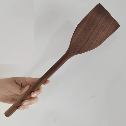 Vista 13 de Utensilios de cocina de madera de nogal negro, 5 piezas, cucharas de mango largo de 14 pulgadas, juego de manualidades