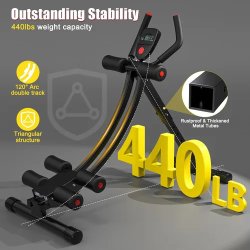 Vista 3 de Ab Machine for Home Gym, Adjustable Foldable Core Trainer Negro de una sola pista