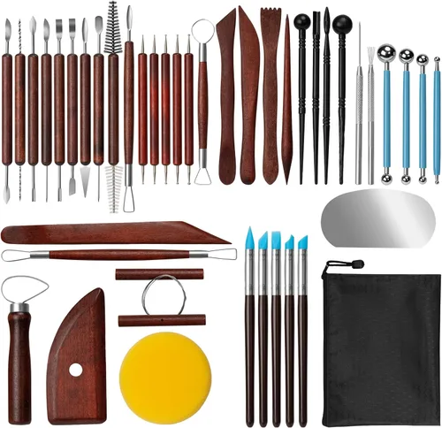 Vista 15 de Kit de herramientas de arcilla Amrules, 27 piezas de herramientas de cerámica, práctico kit de herramientas de escultura de arcilla polimérica, set