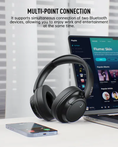 Vista 12 de EKSA Auriculares inalámbricos sobre la oreja, auriculares Bluetooth con micrófono, audio de alta resolución, tiempo de reproducción de 90 horas, 6