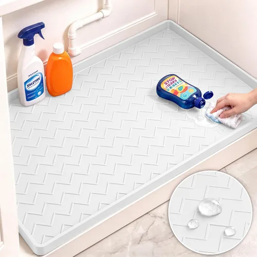 Vista 10 de TigeJoy Alfombrillas impermeables para debajo del fregadero de cocina, 22 x Gris claro