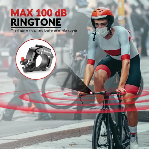 Vista 2 de ROCKBROS Campanas de bicicleta Campanas MTB ocultas Campanas de bicicleta para manillares de 22.2mm, más de 100dB, timbre de sonido claro y largo