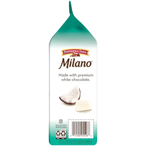 Vista 5 de Pepperidge Farm Milano - Galletas con sabor a coco y chocolate blanco, bolsa de 7 onzas