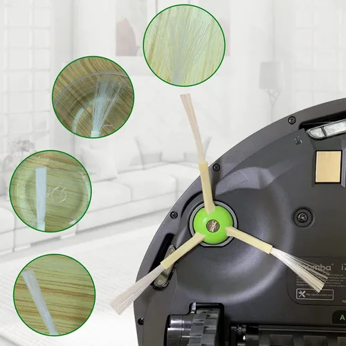 Vista 5 de DLD 1 juego de cepillos de goma multisuperficie +3 filtros HEPA+6 cepillos de barrido de bordes piezas de repuesto para iRobot Roomba i7 i7+/i7 Plus