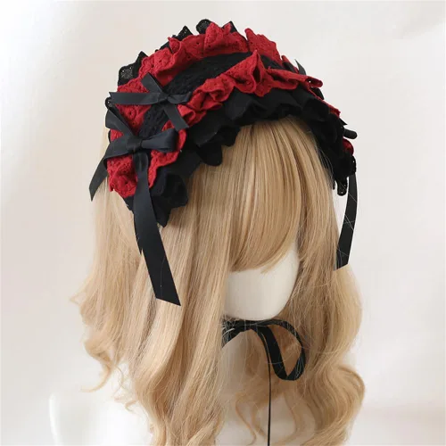 Vista 3 de TTYAO REII Lolita - Diadema gótica de Lolita para niñas, accesorios para el cabello, tocado de Lolita para fiesta de cosplay