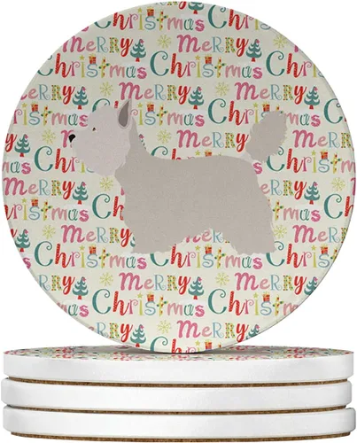 Vista 36 de AIDI Atlas Mountain Dog Merry Christmas - Posavasos grandes de piedra arenisca, paquete de 4