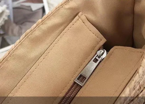 Vista 4 de Bolsa de playa de verano para mujer, hecha a mano, grande, de paja, bolso de mano para mujer