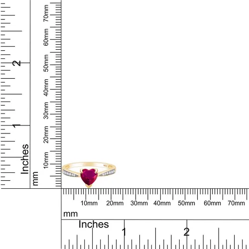 Vista 6 de AFFY Anillo de compromiso con corazón solitario de oro amarillo de 14 quilates sobre plata de ley