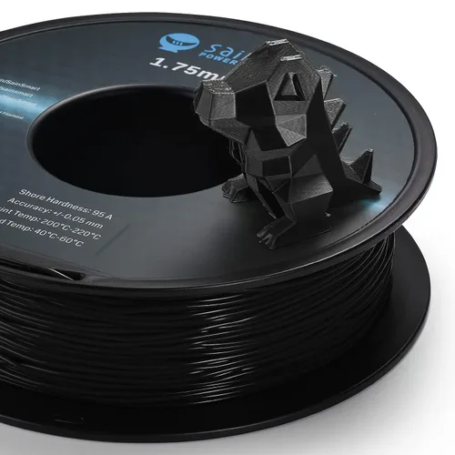 Vista 3 de Bobina de filamentos para impresoras 3D SainSmart, 0.06 pulgadas, flexible, TPU, 1,7 libras, Negro, 1