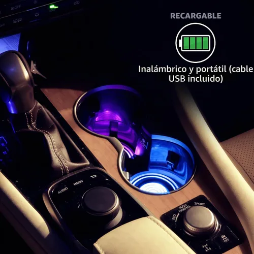 Vista 4 de Monster - Luces LED multicolor para portavasos de automóvil, paquete de 2 posavasos inteligentes que cambian de color, sensores inteligentes Xtreme