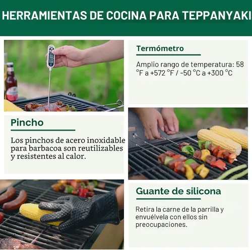 Vista 3 de Grilljoy Juego de accesorios para parrilla de 46 piezas con mango de plástico robusto, kit de herramientas para parrilla todo en uno para parrillas