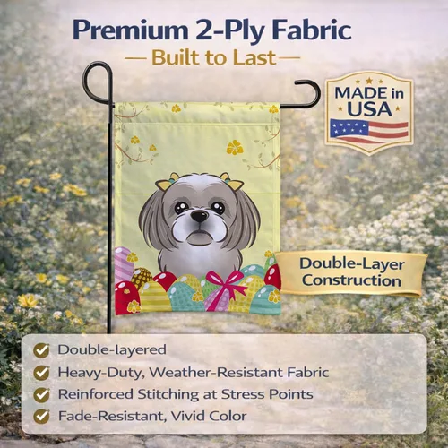 Vista 709 de Caroline's Treasures BB1923GF Bandera decorativa para jardín con diseño de Border Collie, para caza de huevos de Pascua, para jardín, jardín, patio