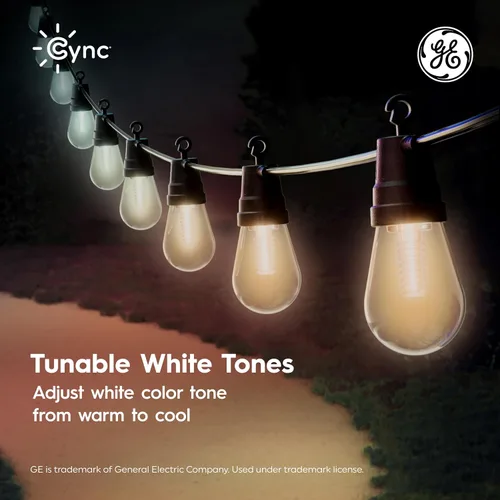 Vista 17 de GE Cync Luces inteligentes para café con efectos dinámicos, luces de cadena para patio que cambian de color, compatibles con Alexa y Google, 48 pies