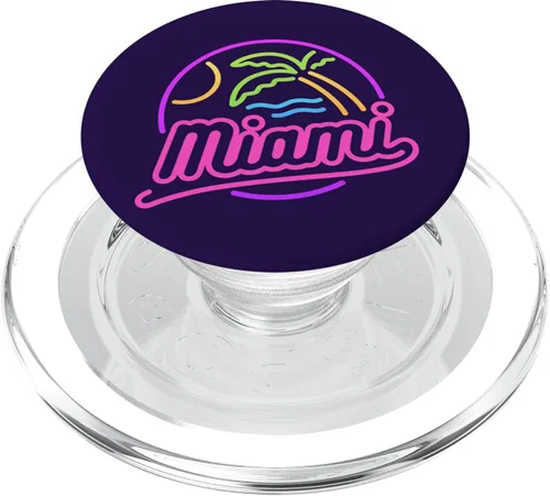 Vista 7 de Miami, Miami Beach Florida USA Graphic Gift PopSockets Grip and Stand para teléfonos y tabletas, Negro