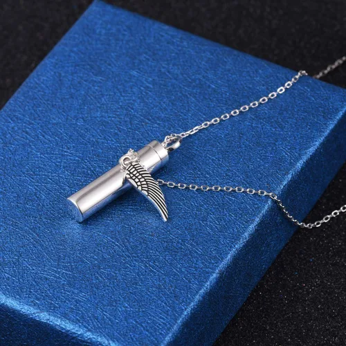Vista 4 de Collar minimalista de plata de ley 925 con colgante de urna de ceniza, recuerdo de cenizas conmemorativas, exquisita joyería de cremación