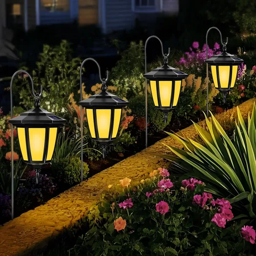 Vista 6 de Luces Colgantes Solares de 34 Pulgadas, Luces de Gancho de Pastor con 4 Modos de Iluminación, Impermeables, Luces de Linterna Solar Decorativas
