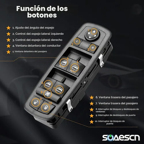 Vista 3 de Interruptor de elevalunas eléctrico Master Lado de accionamiento para Jp Grand Cherokee 2011-2013 2011 Dodge Durango, Door Lock Window Switch