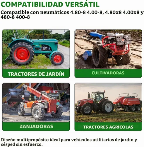 Vista 6 de AR-PRO Paquete de 2 neumáticos sin cámara 4.80/4.00-8 – Neumáticos de repuesto 4PR de 16 pulgadas para tractor cortacésped, tractor de jardín