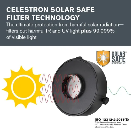 Vista 6 de Celestron EclipSmart - Filtro de telescopio de eclipse solar seguro – Cumple con las normas ISO 12312-2:2015 (E) – Funciona con telescopios AZ y EQ